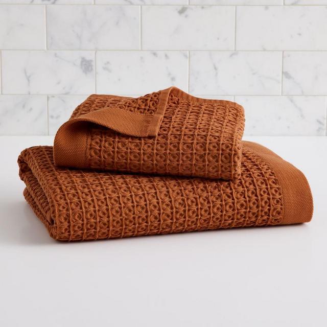 Organic Plush Waffle Towel, Copper , Set of 2