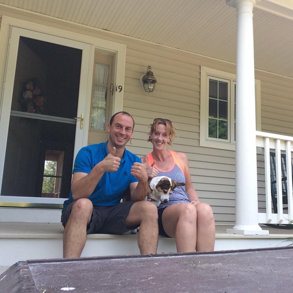 Our 1st pic, the day we bought our house-Sadie is already hunting chipmunks!