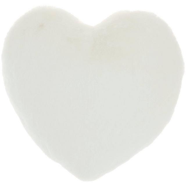 Rabbit Faux Fur Heart Throw Pillow White - Mina Victory