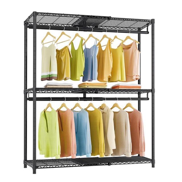 VIPEK X1 Plus Expandable Reach-in Closet Adjustable from 2'8" to 4'6" with Adjustable Shelves and Hanger Rods Clothes Rack Heavy Duty, Metal Clothing Racks Portable Walk-in Closet, Black