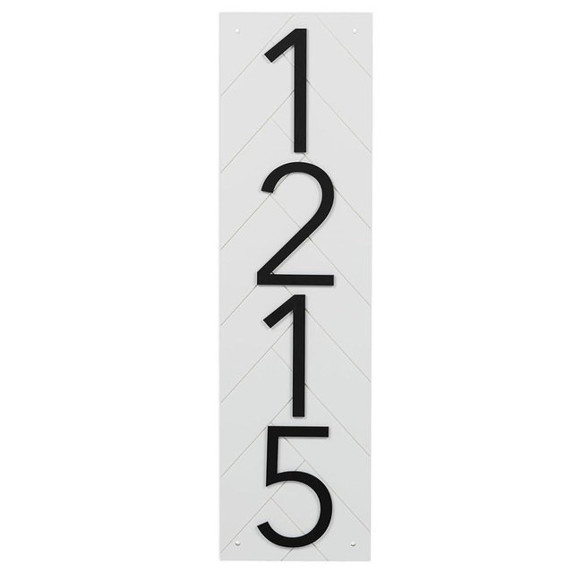 Discovered Designs – 20” Custom Address Number Sign - Black or White – Vertical or Horizontal – Made in USA (White 20 inch Vertical) - House Numbers for Outside Modern