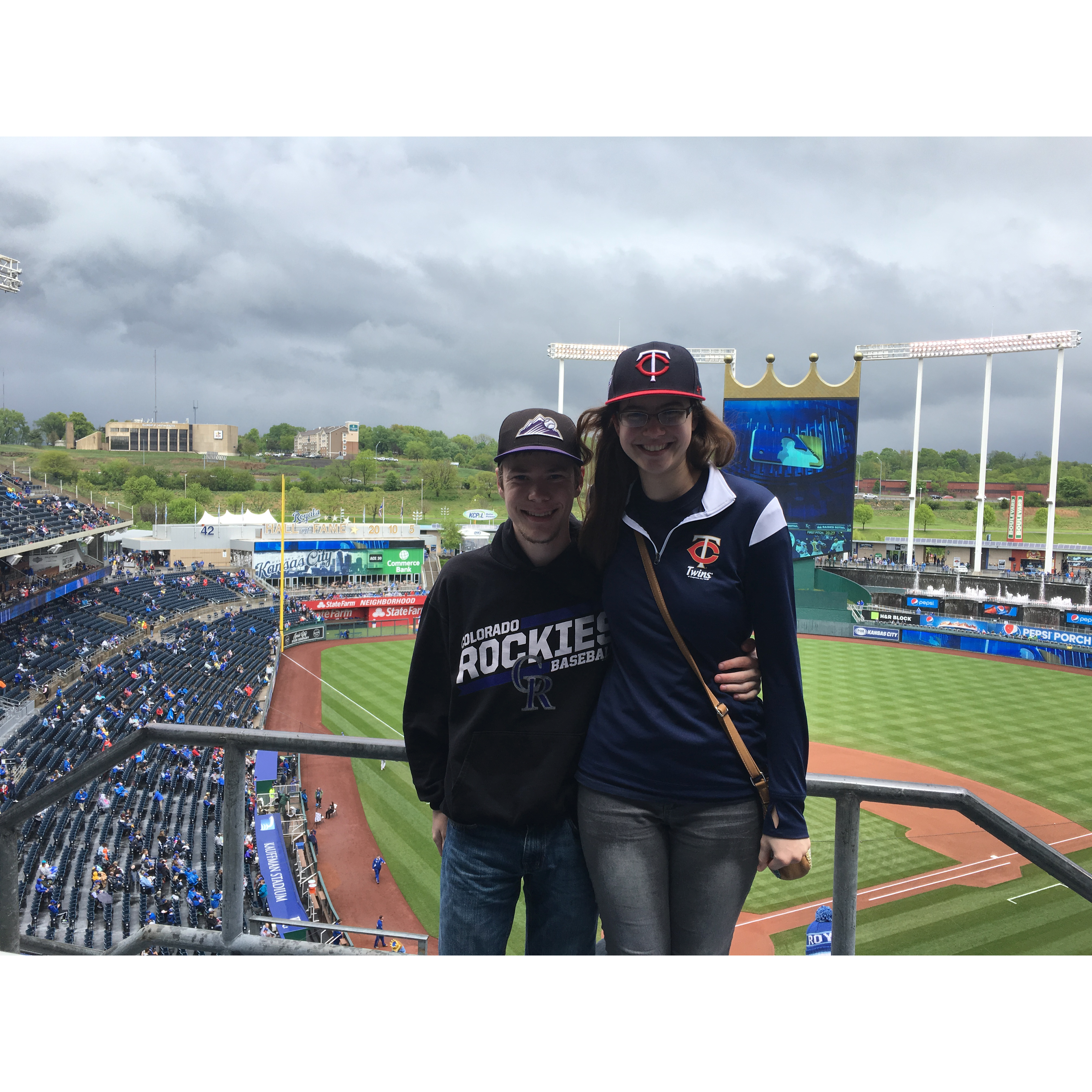 We've gone to many baseball games, in this one Andrew took Leslie to see the Twins in Kansas City