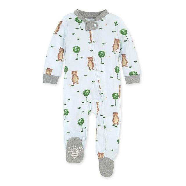 Burt's Bees Baby Boys' Sleep and Play PJs, 100% Organic Cotton One-Piece Romper Jumpsuit Zip Front Pajamas