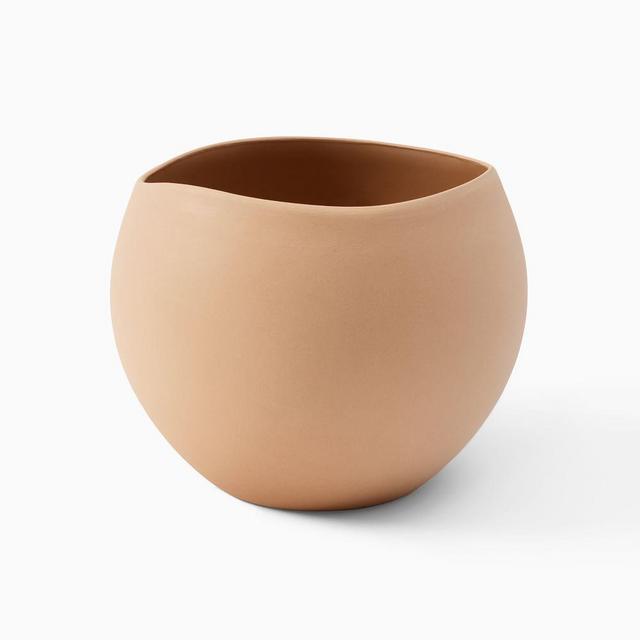 Organic Stoneware Tabletop Planter, Small, 6"D x 5"H, Light Sienna