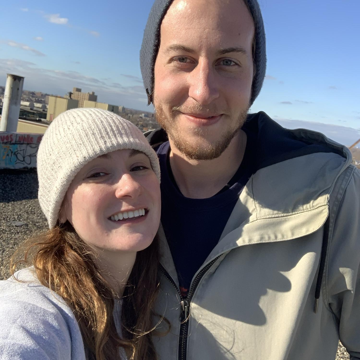 Our first photo together at the Packard Plant, Veteran's Day 2020. We are trespassing.