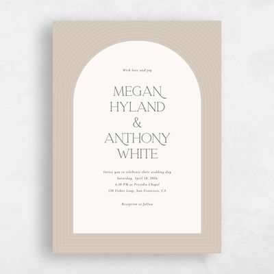 Canvas Tan, Beige Wedding Invitation - Majestic Arch
