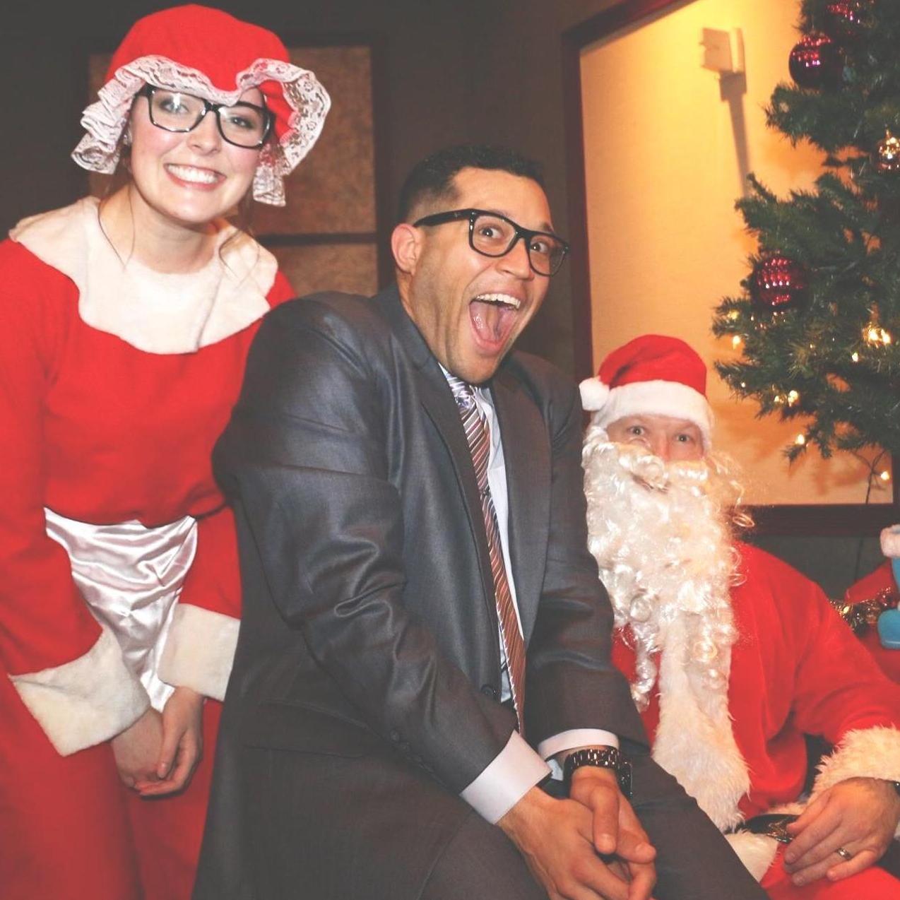 Our first picture together at our holiday Christmas Party. December 2015.