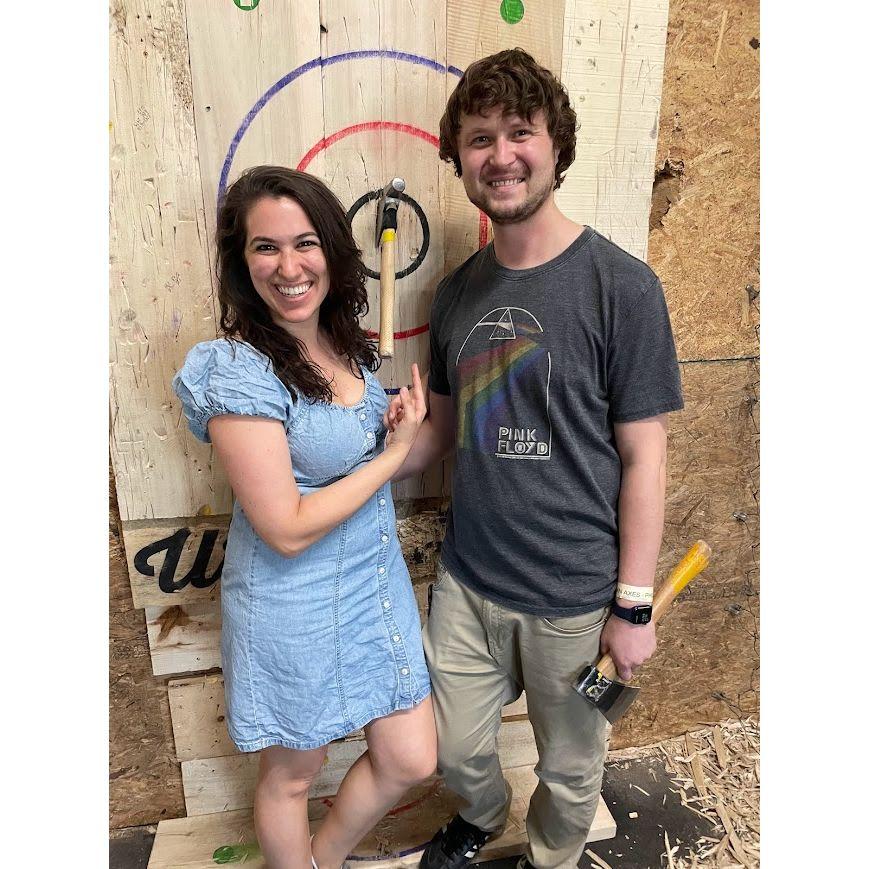 Guess which one of us threw this ax? Hint- it wasn't Lizzy