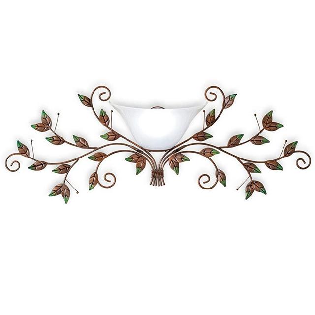 Collections Etc Metal Leaves Wall-Mount LED Lamp Sconce Fixture with Remote