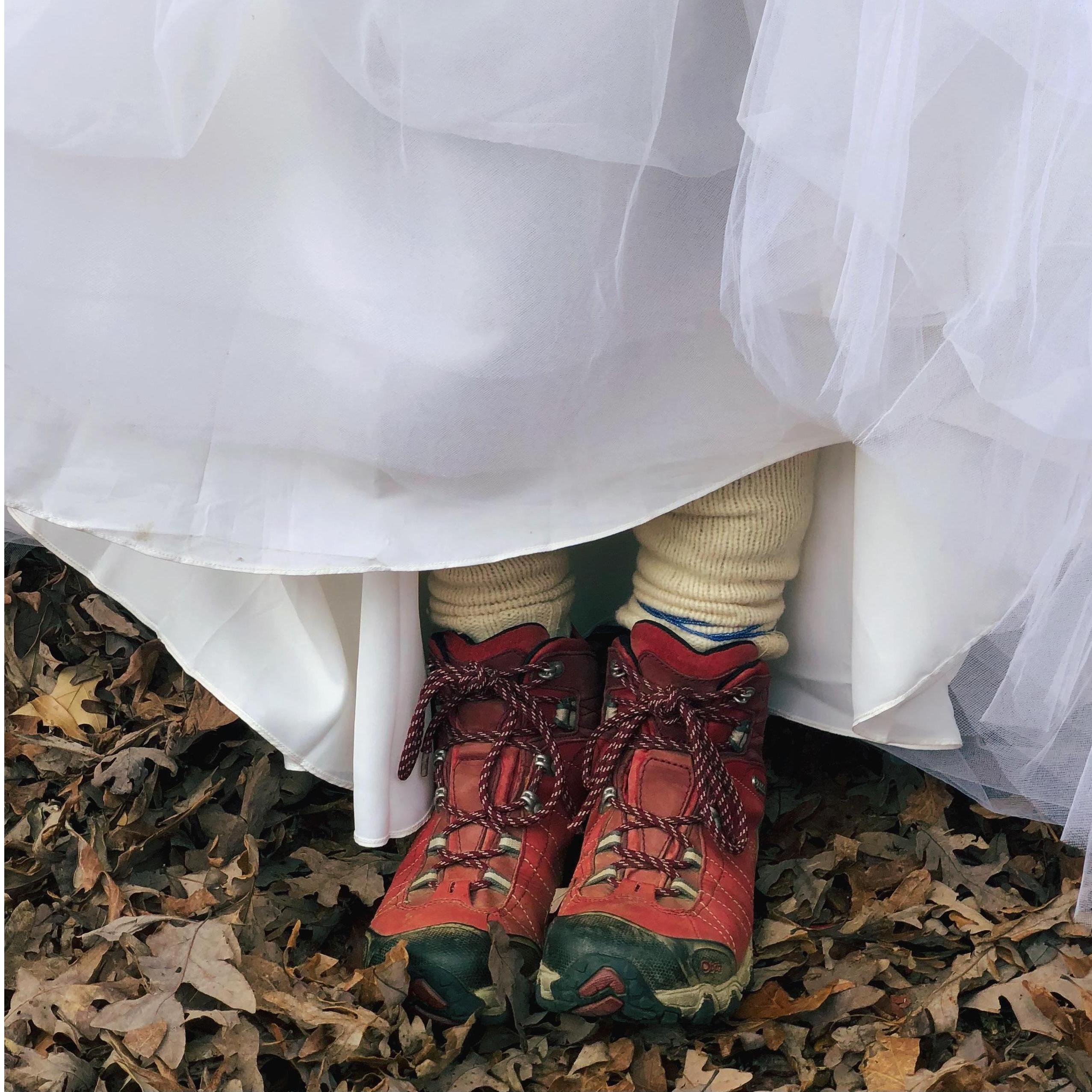 The best wedding shoes! Plus a conveniently foofy dress for lots of layers to keep warm for a November pop up wedding!