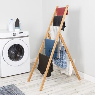 Natural Bamboo Clothes Drying Ladder Rack