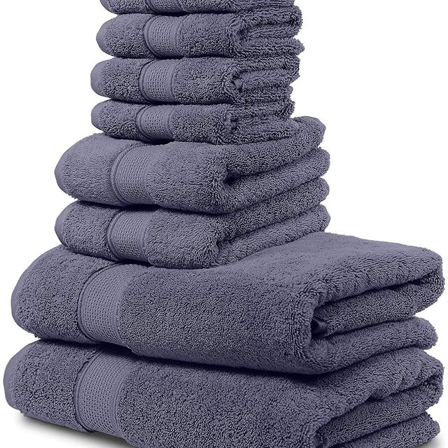 Arman USA - 8 Piece Bath Towel Set. 2017(New Collection). 2 Bath Towels, 2 Hand Towels, 4 Washcloths. Premium Quality Turkish Towels. Super Soft, Plush and Highly Absorbent. (Towel Set - Set of 8, Denim Blue)