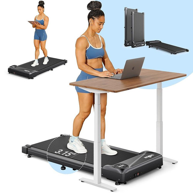 THERUN Walking Pad Treadmill Under Desk, Portable Mini Treadmill for Home/Office, Walking Pad Treadmill 2.5HP, Walking Jogging Machine with 265 lbs Weight Capacity Remote Control LED Display