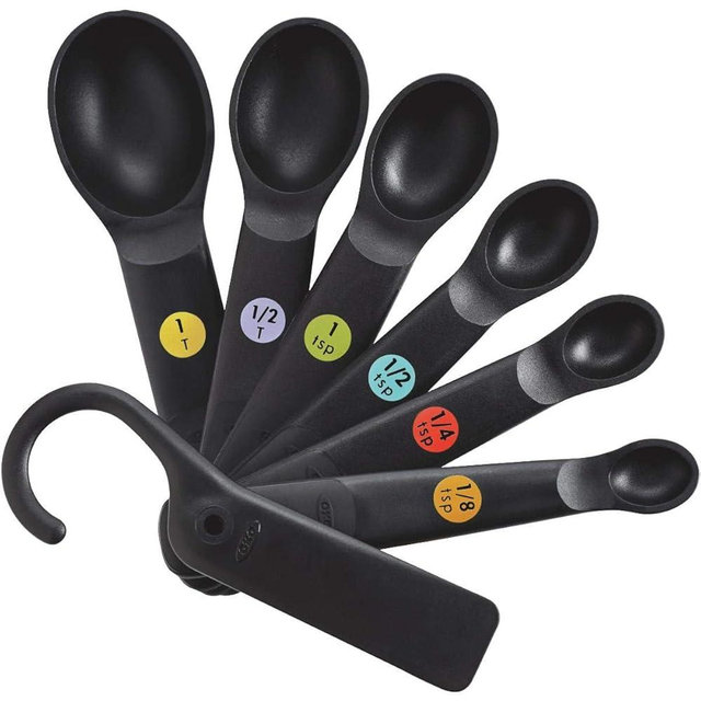 OXO International 11110801 Good Grips Measuring Spoon Set, Black Plastic, 6-Pc. - Quantity 1