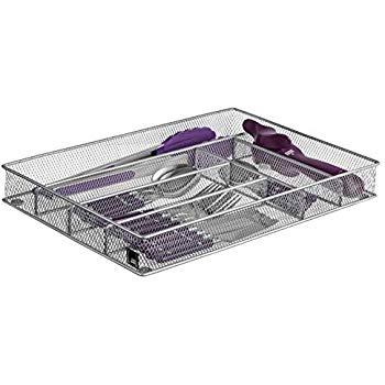 ESYLIFE Expandable Kitchen Drawer Silverware Utensils Organizer Mesh Cutlery Tray, 8-10 Compartments