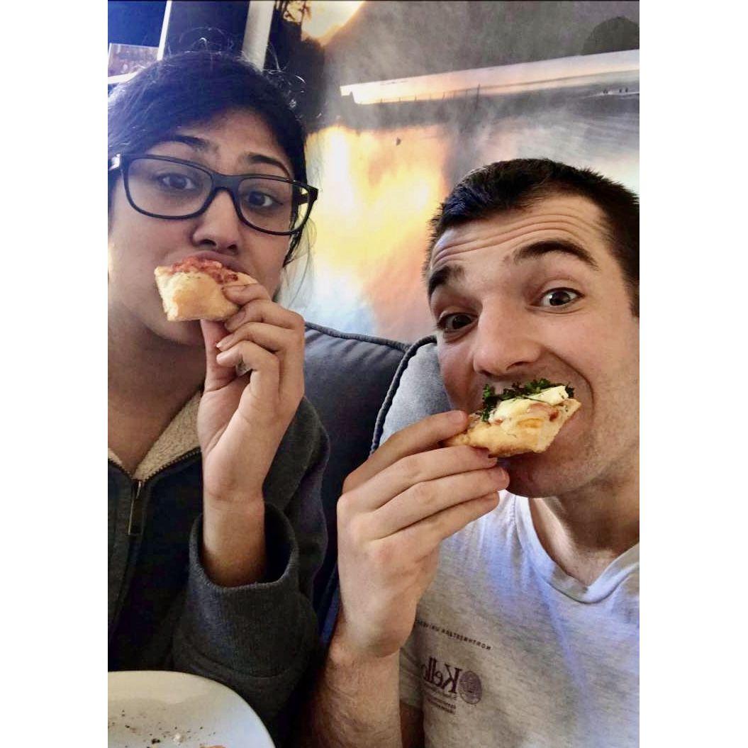 Our first dish we ever made together! Homemade dough and pizzas! 
