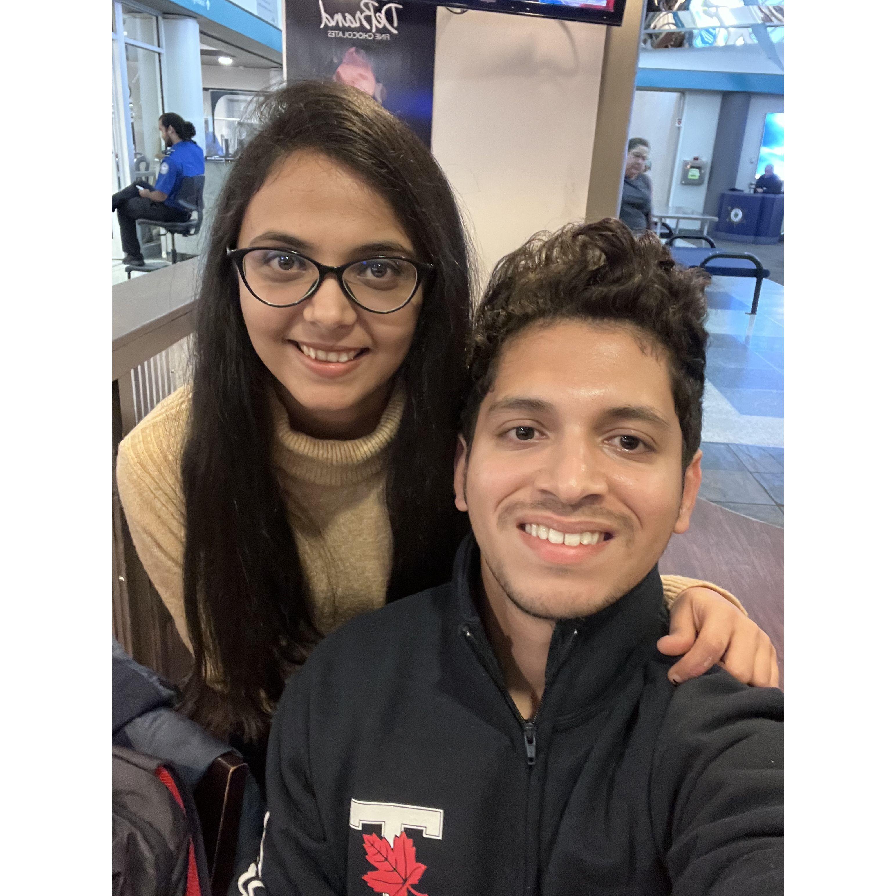 Our first photo together in Fort Wayne at the airport (2022)
