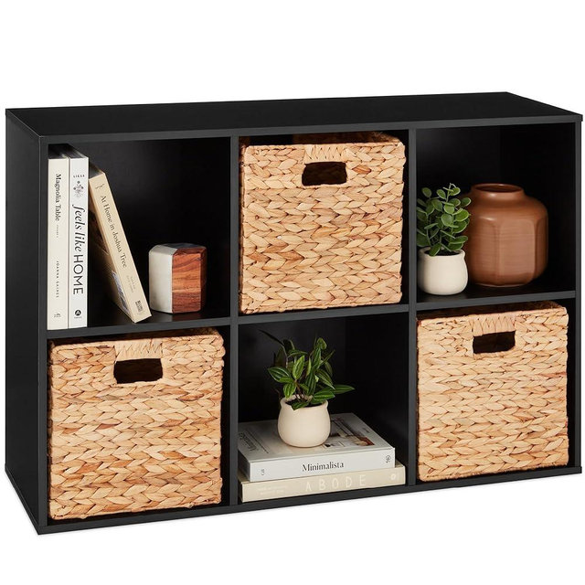 Best Choice Products 6-Cube 11in Storage Shelf Cubby Organizer Bookcase System for Nursery, Kids Room, Living Room, Kitchen, Closet w/Removable Back Panels – Black