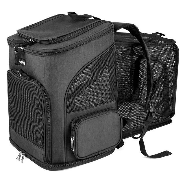 HALOVIE Pet Carrier Backpack Expandable for Cats Dogs Under 18 LB, Breathable Mesh Cat Backpack Carrier Bag, Foldable Dog Backpack Carrier for Small Dogs Rabbits Puppies