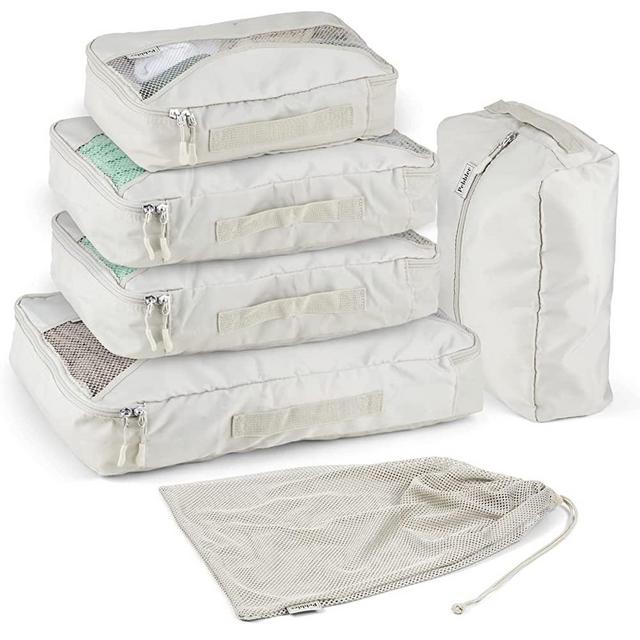 5 Piece Packing Cubes for Travel in Sizes (X-Large, Large, Medium, Small) by Pebbler | Organizers for Suitcases, Carry Ons, Duffle Bags, Backpacks, Moving | Bonus Laundry Bag