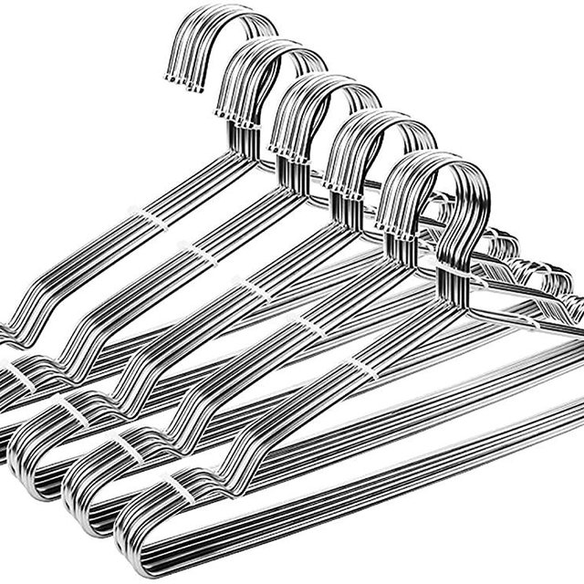 Seropy Clothes Hangers 50 Pack Coat Hangers 17.7 Inch Large Bulk Wire Hangers Non-slip Heavy Duty Clothing Hangers Metal Hangers Space Saving Thin Hangers Stainless Steel Hanger for Clothes, 17.7 Inch