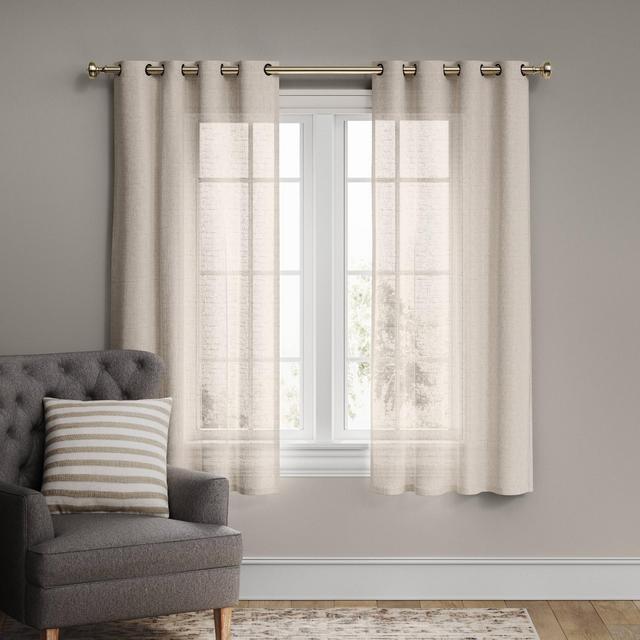 63"x54" Textured Weave Light Filtering Curtain Panel Cream - Threshold™