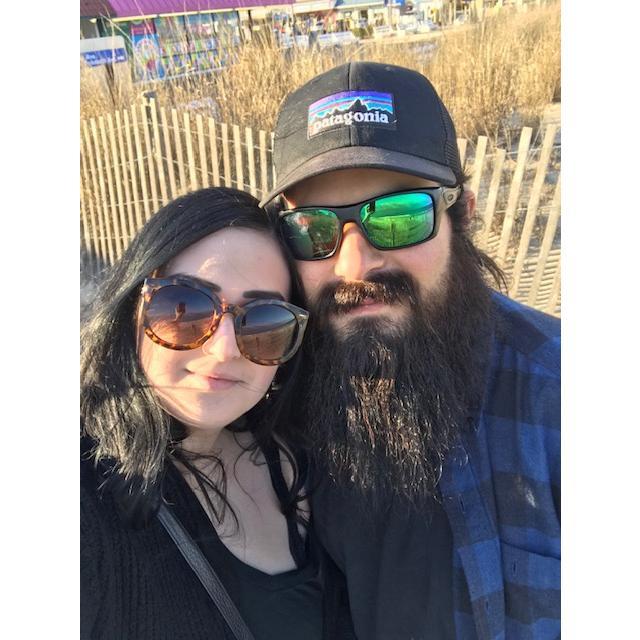Our first photo together and our first beach trip!