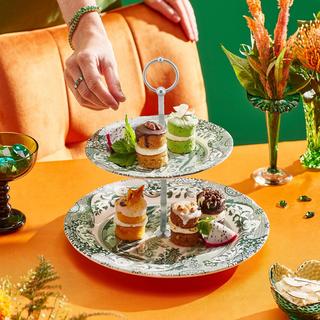 Green Italian 2-Tier Cake Stand