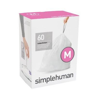 simplehuman 45 Ltr Code M Custom Fit 60ct Trash Can Liner