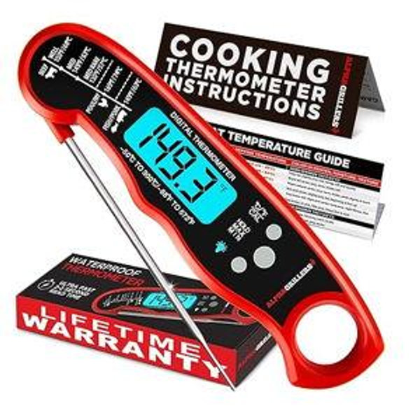 Alpha Grillers Meat Thermometer Digital - Instant Read Food Thermometer for Cooking Grilling Air Fryer Griddle Probe Kitchen Gadgets Essentials BBQ Accessories Grill Gifts for Men Him Dad Fathers Day