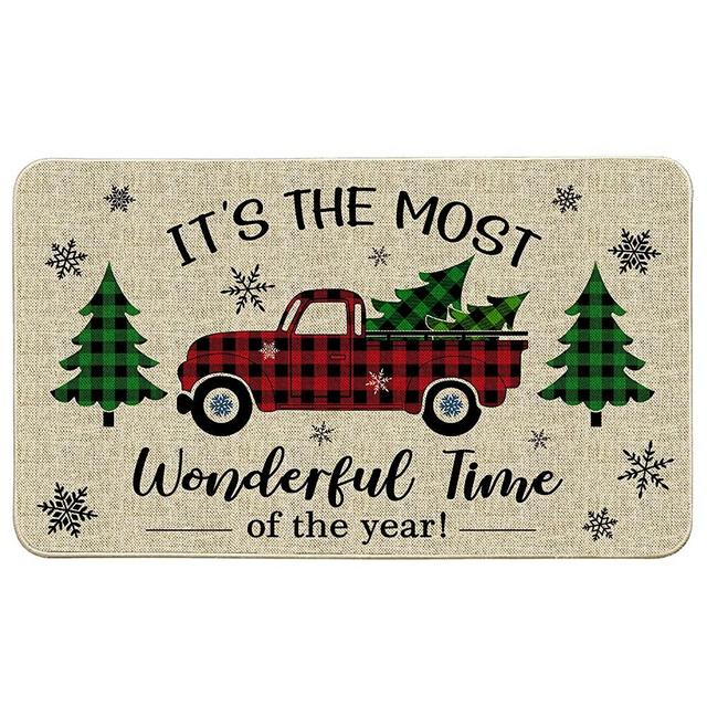 Hexagram Christmas Doormats 17x29 Inch, Welcome Door Mats for Front Door, Winter Christmas Truck Farmhouse Plaid Outdoor Mats for Indoor or Outdoor Decorations, Decorative Merry Christmas Decor