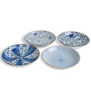 Medusa Home Decoration Co., Ltd - Porcelain Blue and White Bread and Butter Plate Set, Salad/Dessert Plates Set of 4, 7-inch, Assorted Motifs