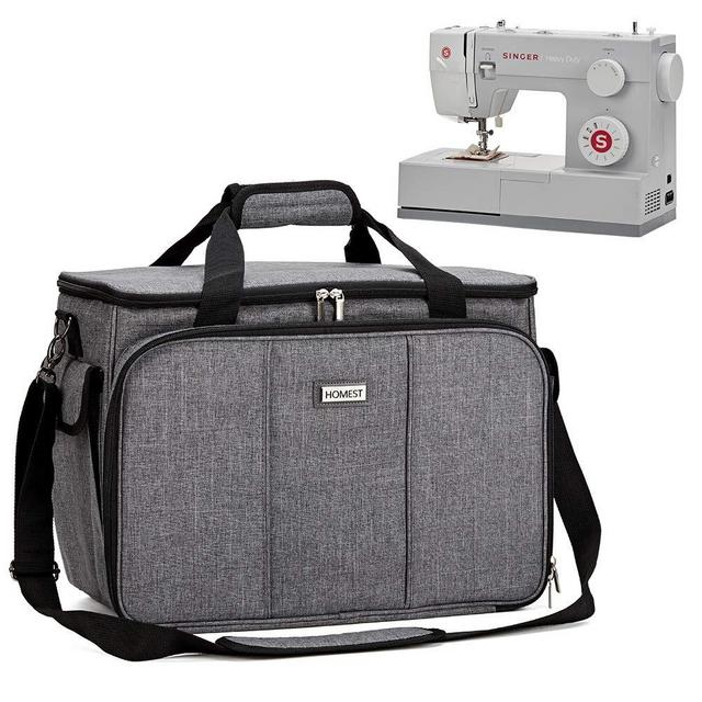 HOMEST Sewing Machine Carrying Case with Multiple Storage Pockets, Universal Tote Bag with Shoulder Strap Compatible with Most Standard Singer, Brother, Janome, Grey (Patent Design)