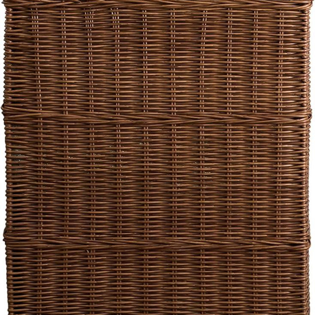 Joseph Espresso Brown Rectangular Woven Laundry Hamper with Lid - Durable Resin Wicker Storage Basket for Clothes (17.3" x 13.8" x 23.6")