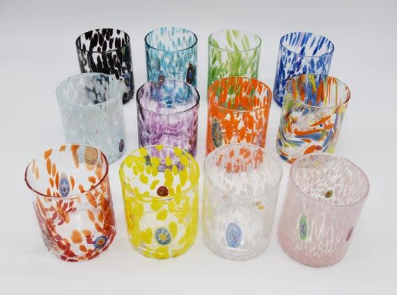 Murano glasses - Set of 12 tumbler glasses (Multicolor)
