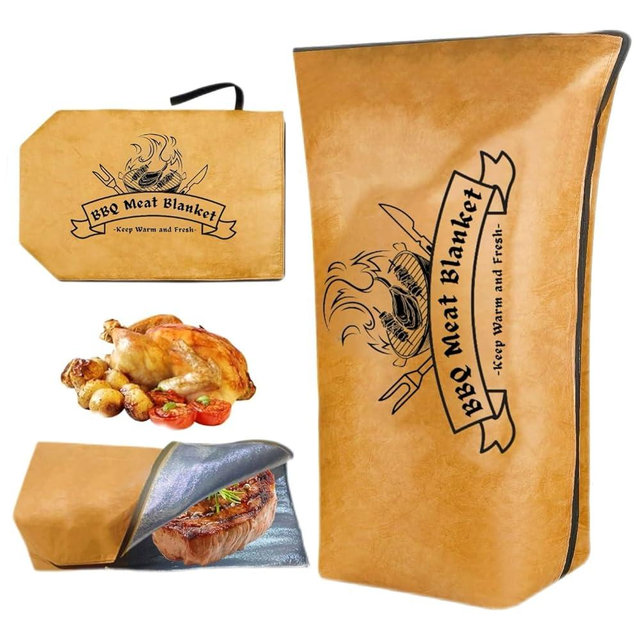 BBQ Blanket for Resting Meat,BBQ Brisket Blanket Meat Resting Blanket for Smoking, Reusable Smoker Grilling Meat Insulated Resting Bag with Wide Mouth for Large Brisket/Beef (Regular 21in)