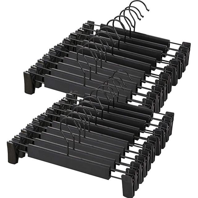 NORTHERN BROTHERS Pants Hangers, 50Pack Pants Hangers with Clips Bulk Black Hangers for Pants Skirts Space Saving