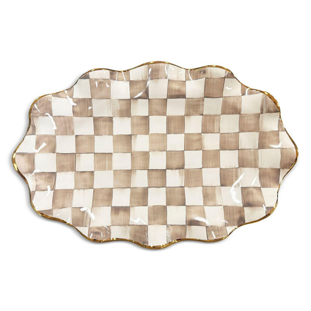 MacKenzie-Childs Mocha Check Ceramic Serving Platter
