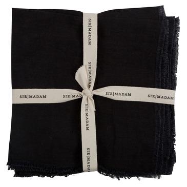 SOLID LINEN NAPKINS, FADED BLACK, SET OF 4