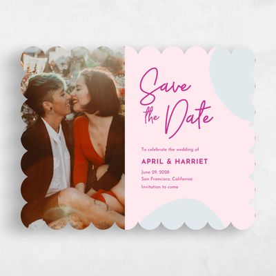 Pink Scalloped Wedding Save the Date - Bahia Photo