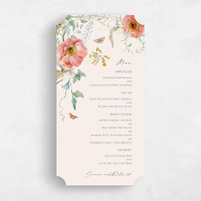 Beige Ticket Wedding Menu - Aurelia