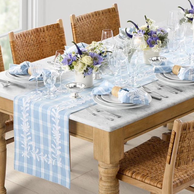 Embroidered Gingham Runner