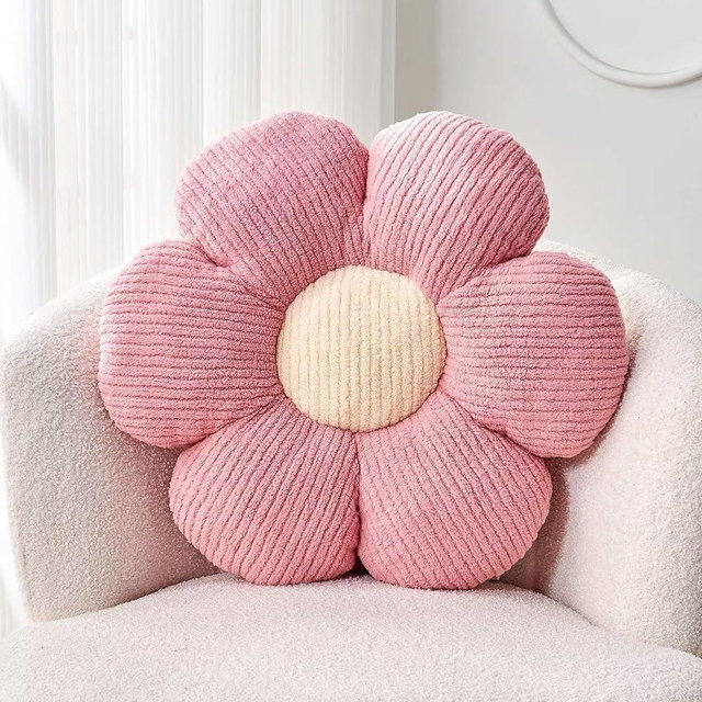 Kcvvcr Flower Throw Pillow, Soft Pink 14.9" Flower Pillow for Home Decor, Cute Flower Shaped Floor Pillow Aesthetic Flower Plush Decorative Pillows for Bed Sofa Couch