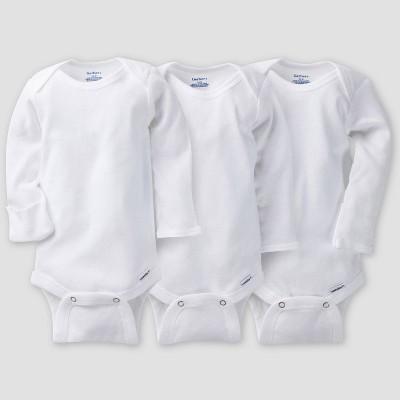 3-6M Gerber Baby 3pk Long Sleeve Onesies - White