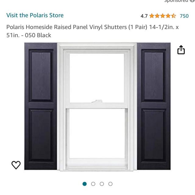 Polaris Homeside Raised Panel Vinyl Shutters (1 Pair) 14-1/2in. x 51in. - 050 Black