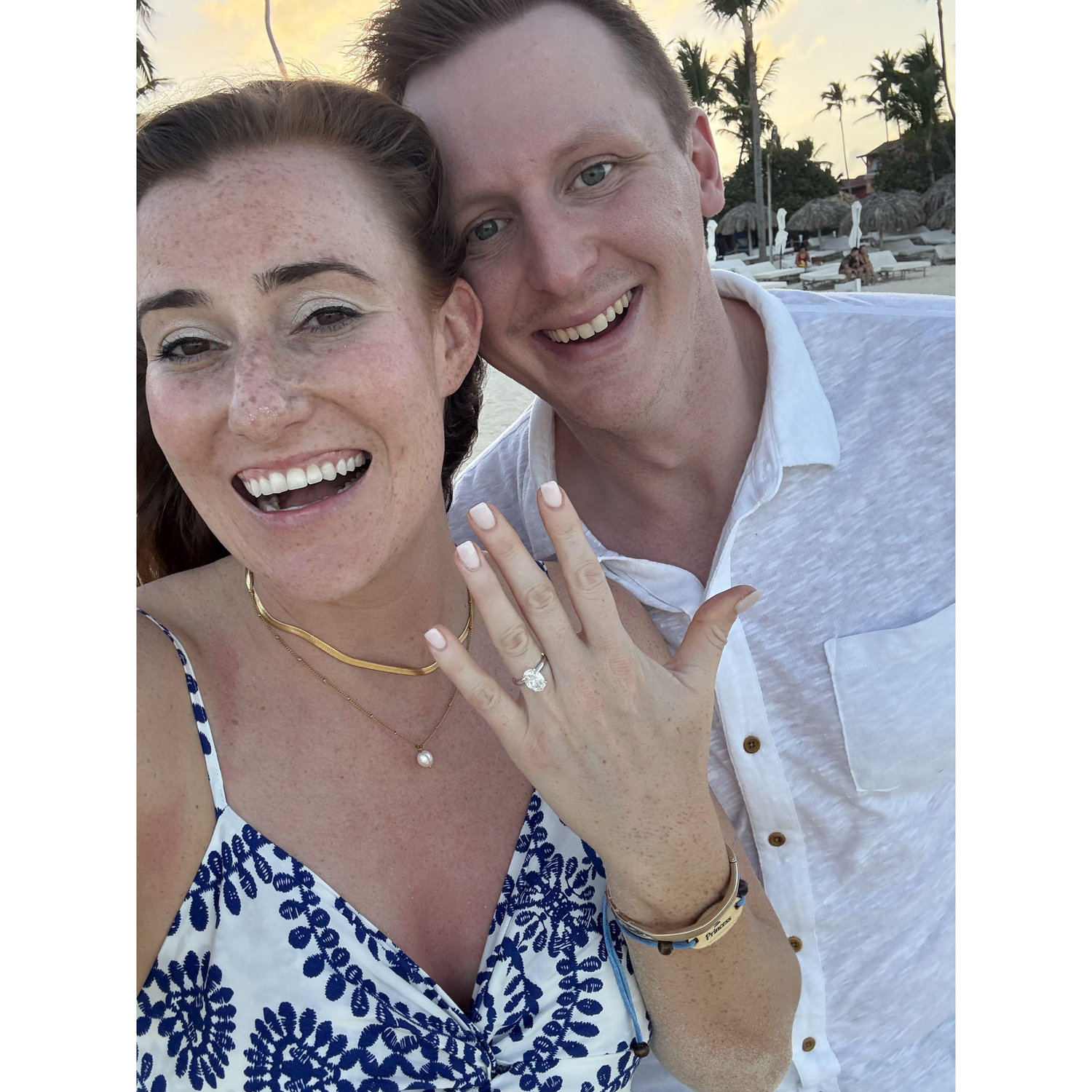 I said YESSSS!! The most beautiful ring and perfect beach proposal