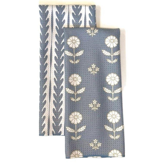 Trig Kitchen Towel Tea Towel Dish Cloth Double Sided Design Quick Dry Waffle Weave Microfiber Highly Absorbent Designer Prints Modern 2 Pack Leah