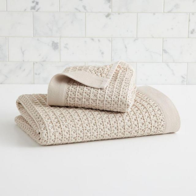 Organic Plush Waffle Towel, Oatmeal, Set of 2