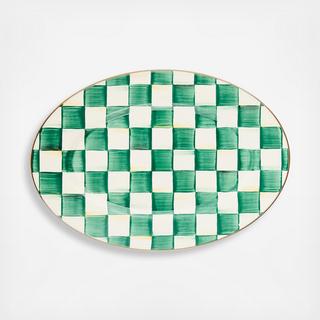 Emerald Check Stainless Steel Oval Platter