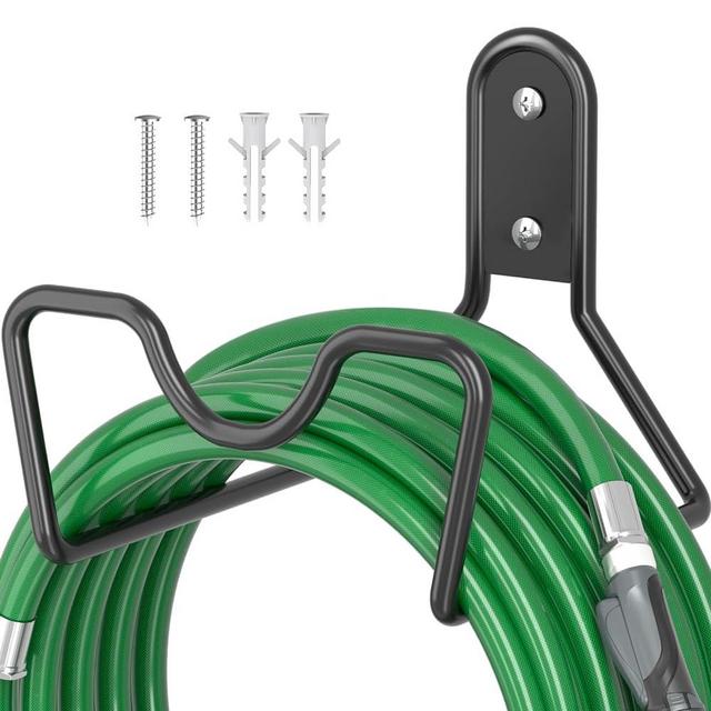Kcysta Hose Reel, Heavy Duty Garden Hose Holder, Water Hose Reel Wall Mount Hose Hanger Storage, Black